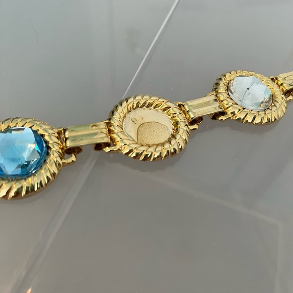 Emerald Green, Light and Royal Blue Gems Gold Metal Circles Belt Made in Italy - Picture 6 of 6